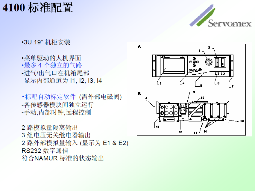 SERVOPRO 4100 氣體分析儀標準配置